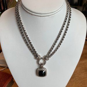 David Yurman Black Onyx Pendant with Pave Diamonds